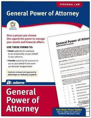 General Power/Attorney Form Individual Will Handle Finances