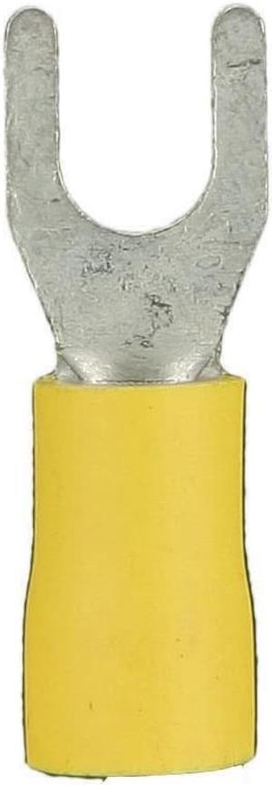 The Install Bay YVST10 Yellow Vinyl 12-10 Gauge #10 Spade Terminal (100/pack)