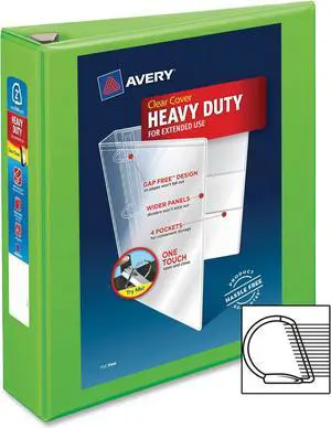 Avery Heavy-Duty View Binder w/Locking EZD Rings 2" Cap Chartreuse 79776