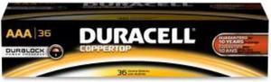 DURACELL CopperTop MN2400 1.6V AAA Alkaline Battery, 36-pack