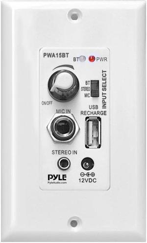 Pyle PWA15BT In-Wall / Wall Plate Amplifier with Aux Input, Microphone Input, USB Charging Port