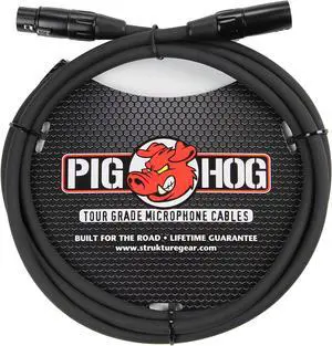 Pig Hog 6' 8mm XLR Microphone Cable - 3 Pin XLR Male to 3 Pin XLR Female