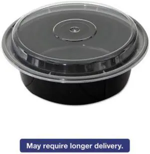 C-Rnd Plas Cntnr W/Lid 32Oz Microwvb Bla 150