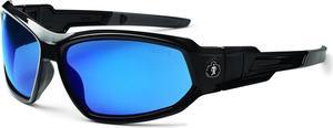 Ergodyne 56092 Skullerz Loki Safety Glass/Goggle, Black Frame/Blue Mirror Lens,Nylon/Polycarb