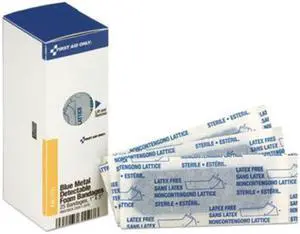 First Aid Only Metal Detectable Adhesive Bandages Foam Blue 1 x 3 25/Box FAE3110