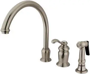 Kingston Brass Templeton Single Handle High Spout Kitchen Faucet with Brass Sprayer