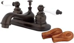 Two Handle 4" Centerset Lavatory Faucet with Retail Pop-up in Oil Rubbed Bronze by Kingston Brass