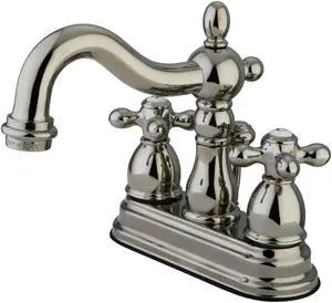 HERITAGE 4 CENTERSET LAV FCT W/METAL CROSS HANDLE-Polished Nickel