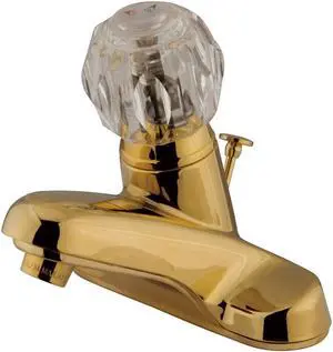 SINGLE ACRYLIC HANDLE 4 CNTR SET PB, BRASS-Polish Brass Finish