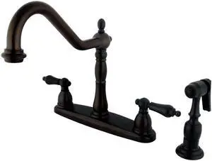 Kingston Brass KB175.ALBS Heritage Centerset Kitchen Faucet with Metal Lever Han, Oil Rubbed Bronze