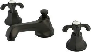 Two Handle 8" to 16" Widespread Lavatory Faucet with Brass Pop-up in Oil Rubbed Bronze by Kingston Brass