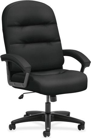 HON Pillow-Soft High-Back Chair - Fabric Black, Plush, Memory Foam Seat - Fiber Black, Fabric Back - 26.3" Width x 29.8"
