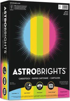 Astrobrights Astrobright Colored Cardstock 65lb 8-1/2"x11" 250Sht/PK Ast 99904
