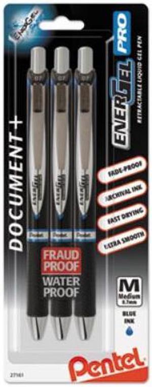 Pentel BLP77BP3C Pen, Medium Point, PRO, 3/PK, Black Barrel, Blue Ink