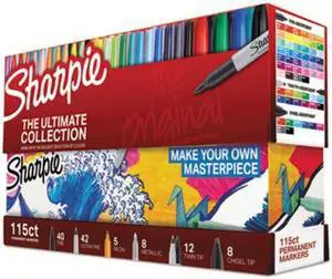 Sharpie 1983255 Permanent Markers Ultimate Collection, Assorted Tips and Colors, 115 Count