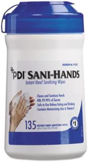 Sani Professional P13472 ALC Instant Hand Sanitizing Wipes, 7.5" x 6", White (Pack of 12)