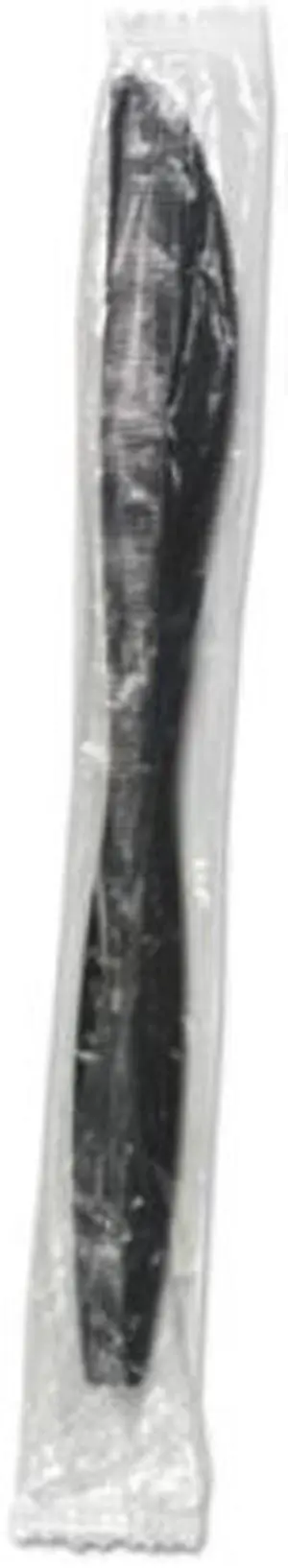 Boardwalk KNIHWPPBIW Heavyweight Wrapped Polypropylene Cutlery, Knife, Black, 1000 / Carton