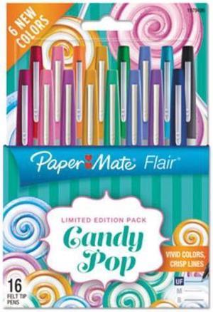 Paper Mate 1979496 Point Guard Flair Porous Point Stick Pen Assorted Colors Medium 16Pack