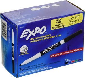 EXPO 2003893 Low Odor Dry Erase Markers, Fine Tip - Office Pack, Assorted Colors, 36/Pack