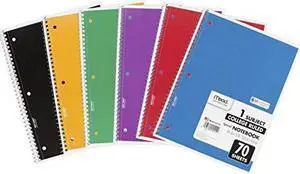 Mead Spiral Notebook College Rule 10 1/2" x 8" 70 Pages 6 Books/Pack 73065