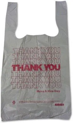 Barnes Paper Company Thank You High-Density Shopping Bags 10w x 5d x 19h White