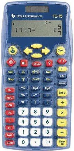 Texas Instruments TI-15 Explorer Elementary Calculator - Light Blue, Blue