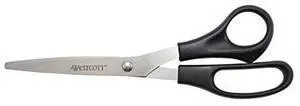 Westcott All Purpose Stainless Steel Scissors 8" Straight 3 1/2" Cut Pointed Black 16907
