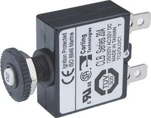 Blue Sea 7057 20A Push Button Thermal with Quick Connect Terminals [7057]