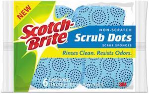 Scotch-Brite Scrub Dots Non-Scratch Scrub Sponges, Blue, 6pk, 4 Pks/Ct