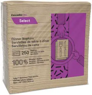 Cascades PRO Select Dinner Napkins 1-Ply 16 x 15 1/2 Natural 250/Pack N055