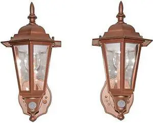 MAXSA Innovations 46719-2PACK Battery-Powered Motion-Activated Plastic LED Wall Sconce, 2-Pack (Bronze)
