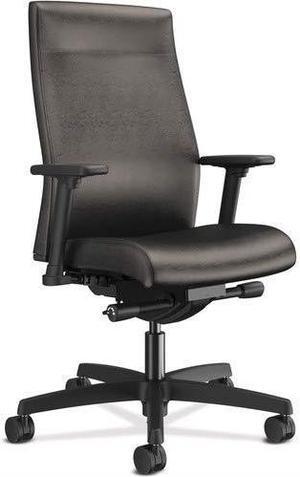 HON Ignition Adjustable Back Height Task Chair - Vinyl Seat - Vinyl Back - Black Frame - 5-star Base - Black - 27" Width