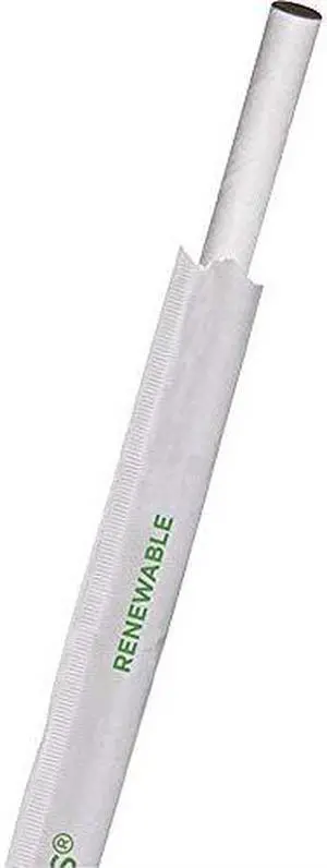 Eco-Products EPSTP76WHT Wrapped Jumbo Paper Straws, 7.75" Length - Paper - 500 / Pack - White