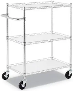 Alera ALESW333018SR 3-Shelf Wire Cart with Liners, 40.00" x 34.50" x 18.00", Silver, 600-lb Capacity Alera ALESW333018SR 3-Shelf Wire Cart with Liners, 40.00" x 34.50" x 18.00", Silver, 600-lb Capacity