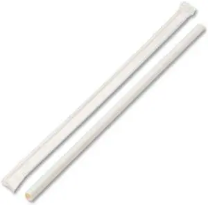 Boardwalk BWKPPRSTRWWR Individually Wrapped Paper Straws, 7.75" x 0.25", White, 3200/Carton