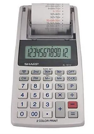 Sharp EL1611V Printing Calculator, Black/Red Print, 2 Line/Second