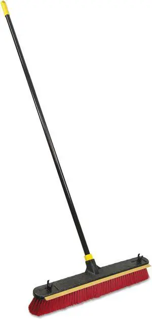 Quickie 00635-2 2-In-1 Squeegee Pushbroom, 24 Inch Brush, 60 Inch Handle, Pet/Steel, Red/Black/Yellow