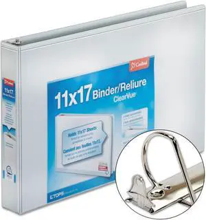 Cardinal 11 x 17 ClearVue Slant-D Ring Binder 1 1/2" Cap White 22122