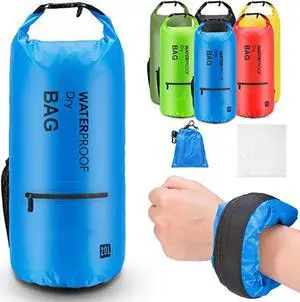 Altatac Waterproof Floating Dry Bag Backpack w/2 Exterior Zip Pocket Blue 10L