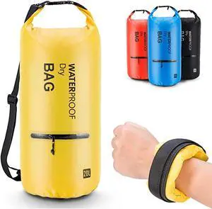 Altatac Waterproof Floating Dry Bag Backpack w/2 Exterior Zip Pocket Yellow 20L