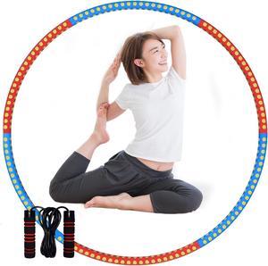 Fitness Hula Hoop with Jump Rope Exercise Detachable Hoop Removable Six-Section