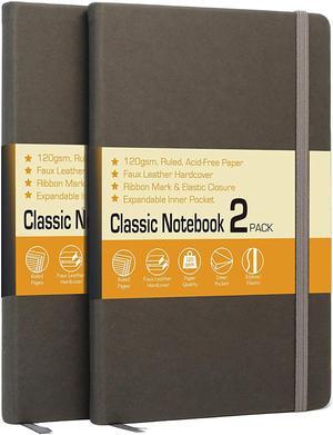 Professional Notebook Journal 2 Pack Faux Leather Hardcover 200 Page 120GSM-Gray