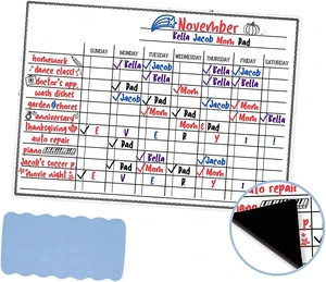 Magnetic Daily White Chore Chart Dry Erase for Kids Adults Refrigerator 17x12 Magnetic Daily White Chore Chart Dry Erase for Kids Adults Refrigerator 17x12
