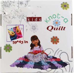 Kids Knot-A-Quilt 48 Pc Kit 6 Colors Craft Kit Tie Knot Pattern Fleece 59x43in