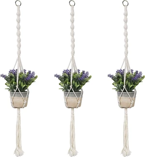 Macrame Plant Hanger 3 Pack with Hooks Cotton Rope Hanging Planters Macrame Plant Hanger 3 Pack with Hooks Cotton Rope Hanging Planters