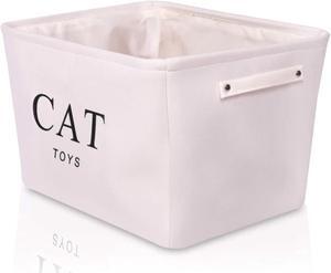 Storage Basket Rectangular with Handles 7.5''x16''x12.25'', White Canvas Cat