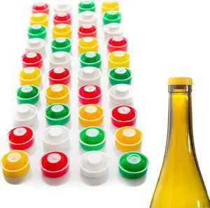 40 PCS Plastic Reusable Beverage Wine Bottle Corks Stoppers Plug Cap Lot Set