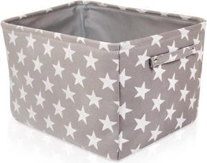 Storage Toys Laundry Organizer Basket Bin Set with Handles 7.5x16x12.25, Gray/White Stars