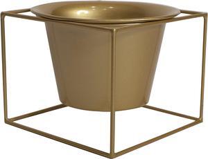 Metal Square Flower Plant Pot with Stand 6" Indoor Modern Planter Pot - Gold