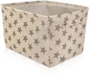 Storage Basket Rectangular with Handles 7.5''x16''x12.25'', White/Gray Stars